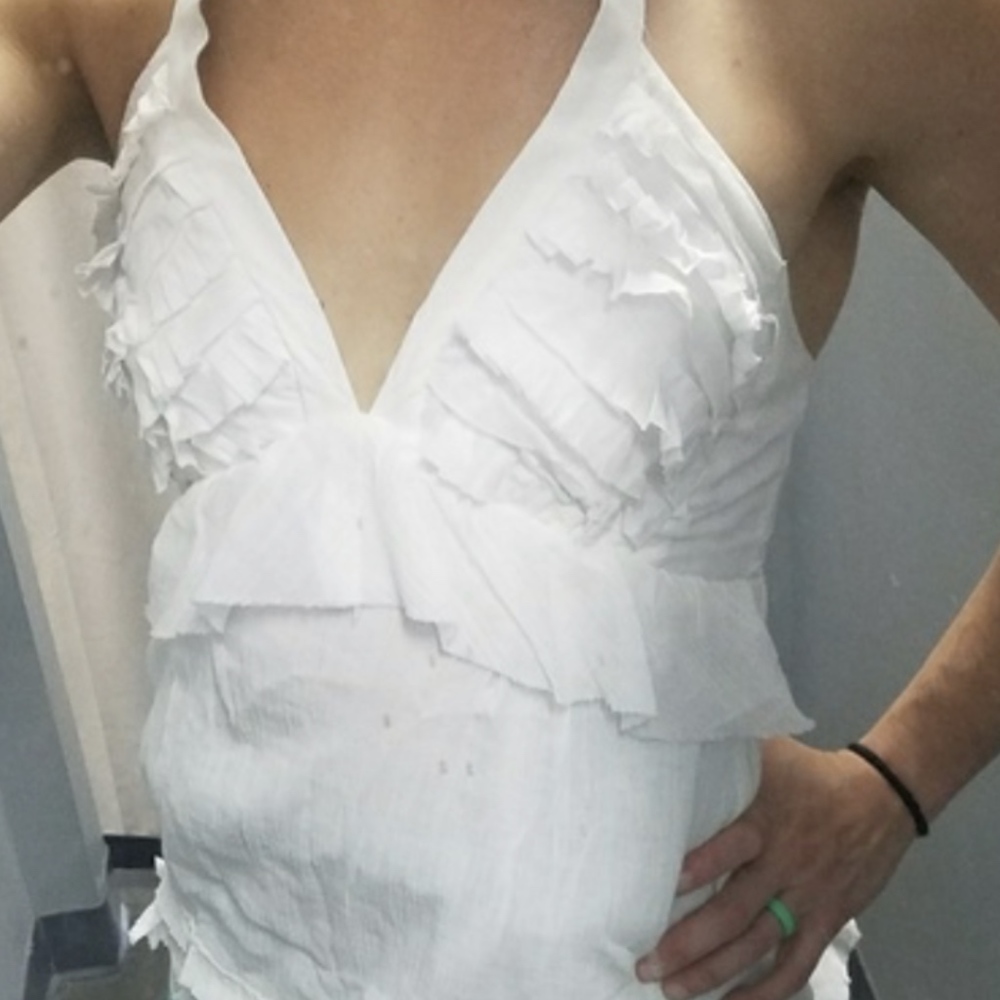 Nanette Lepore White Summer Halter Top Gauzy!! 0